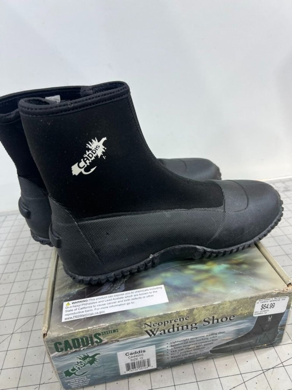 Caddis Men's 3.5mm Thick Neoprene Thick Ripple Sole Wading Boot Black Sz. 12 - Picture 4 of 8